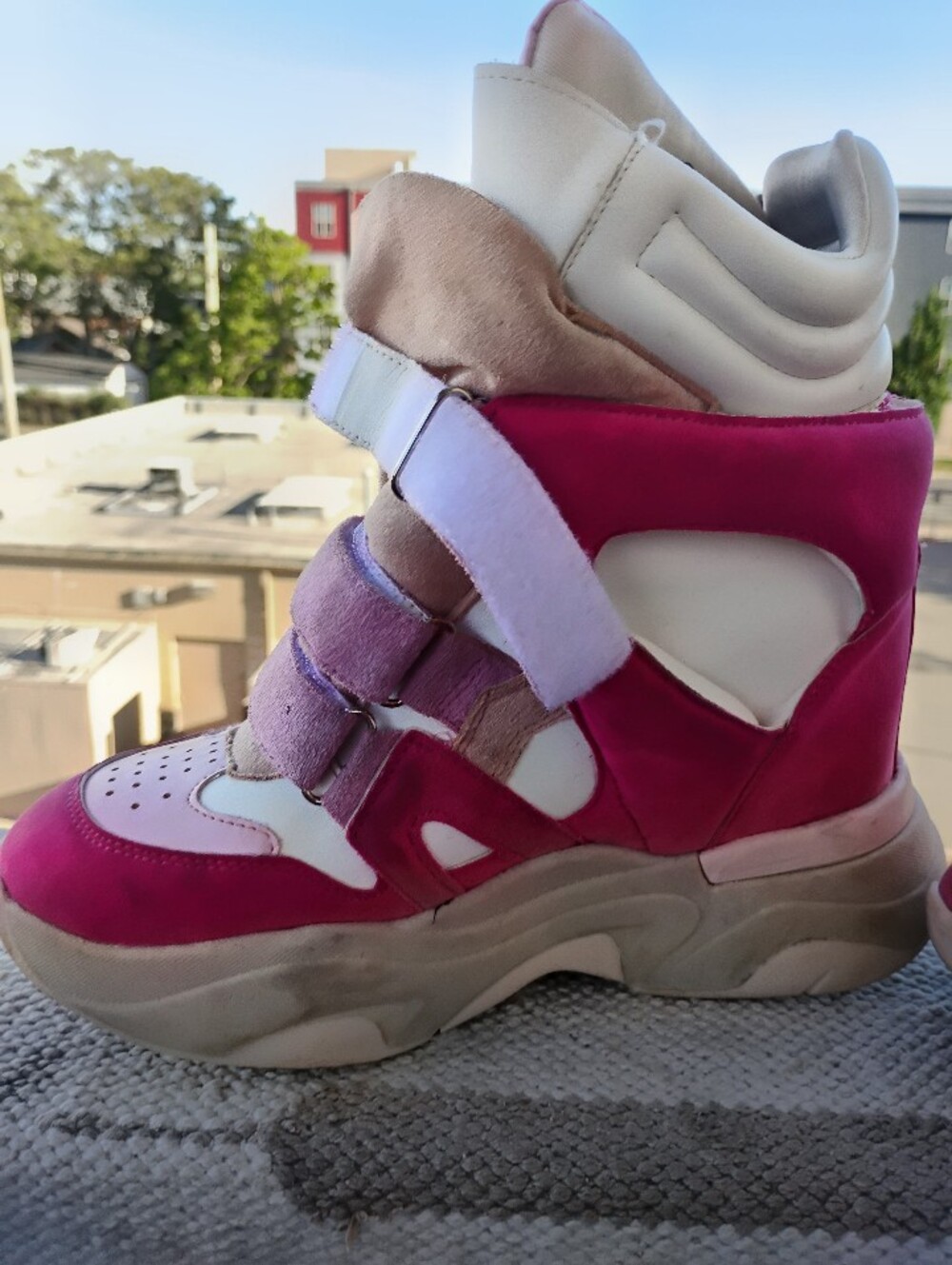 Women's Liliana Punk & White High Tops Size US 7.5 - Picture 3 of 10